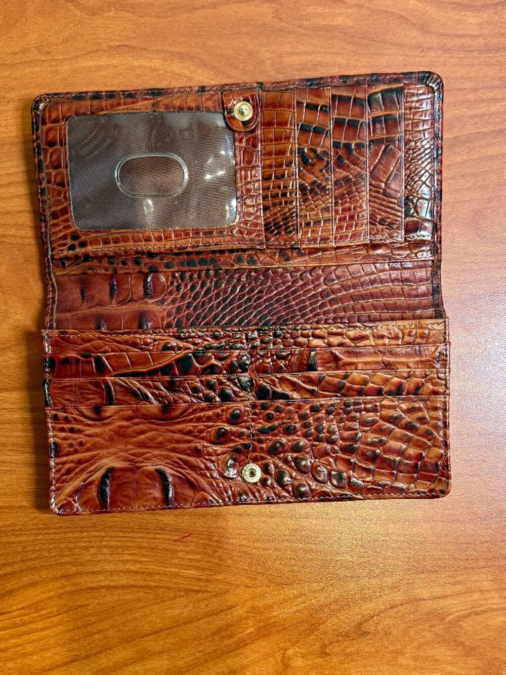 Brahmin Brown Croc-Embossed Leather Wallet - Picture 3 of 7